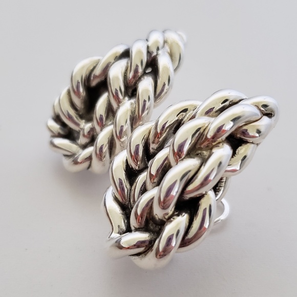 E&L Israel Sterling Silver Electroform Braided Earrings - Picture 2 of 8